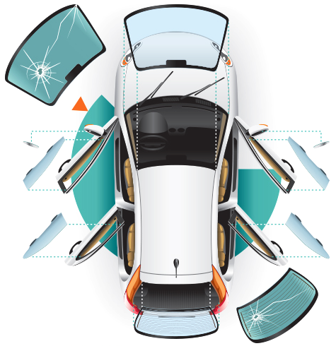 Diagram of auto glass services offered by Vero Autoglass